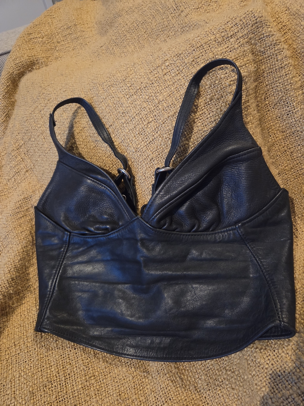 Leather Black Lace-Up Crop Top - Renaissance